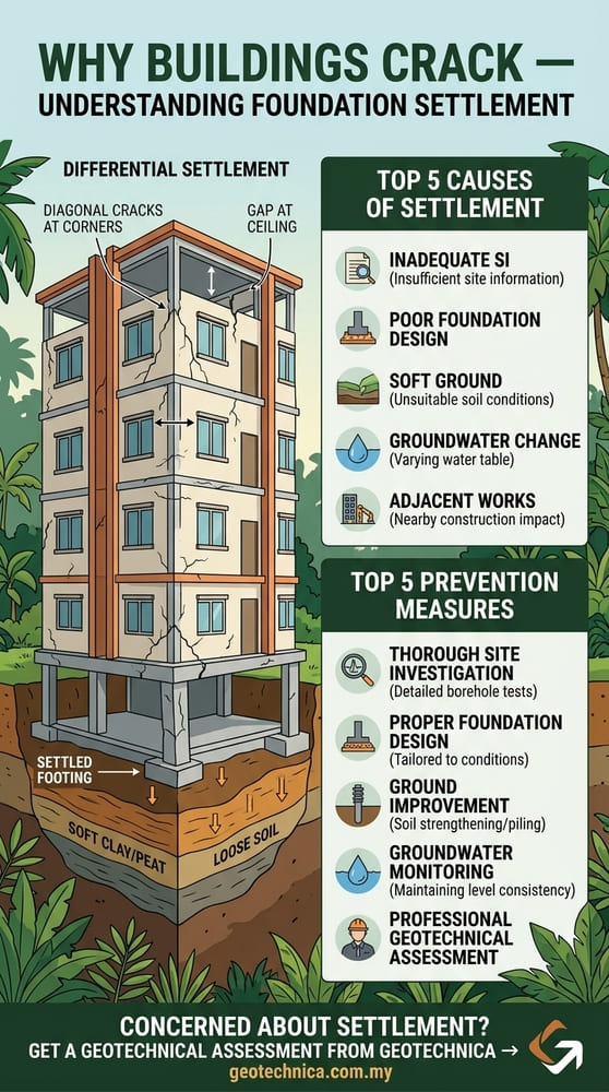 Building foundation settlement